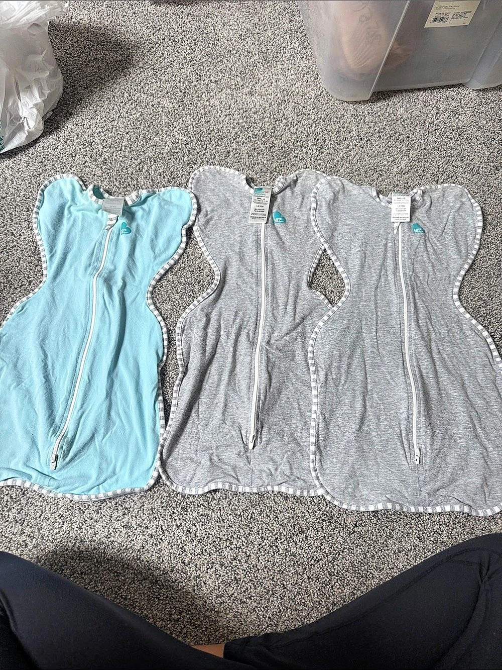 Set of 3 Love to Dream Swaddle Up Original 1.0 TOG Baby Small Gray & Blue